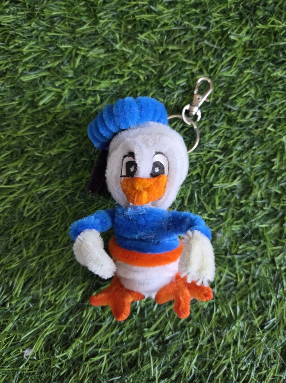 Donald Duck  Handmade Key Chain — Blue & Orange Cute Duck